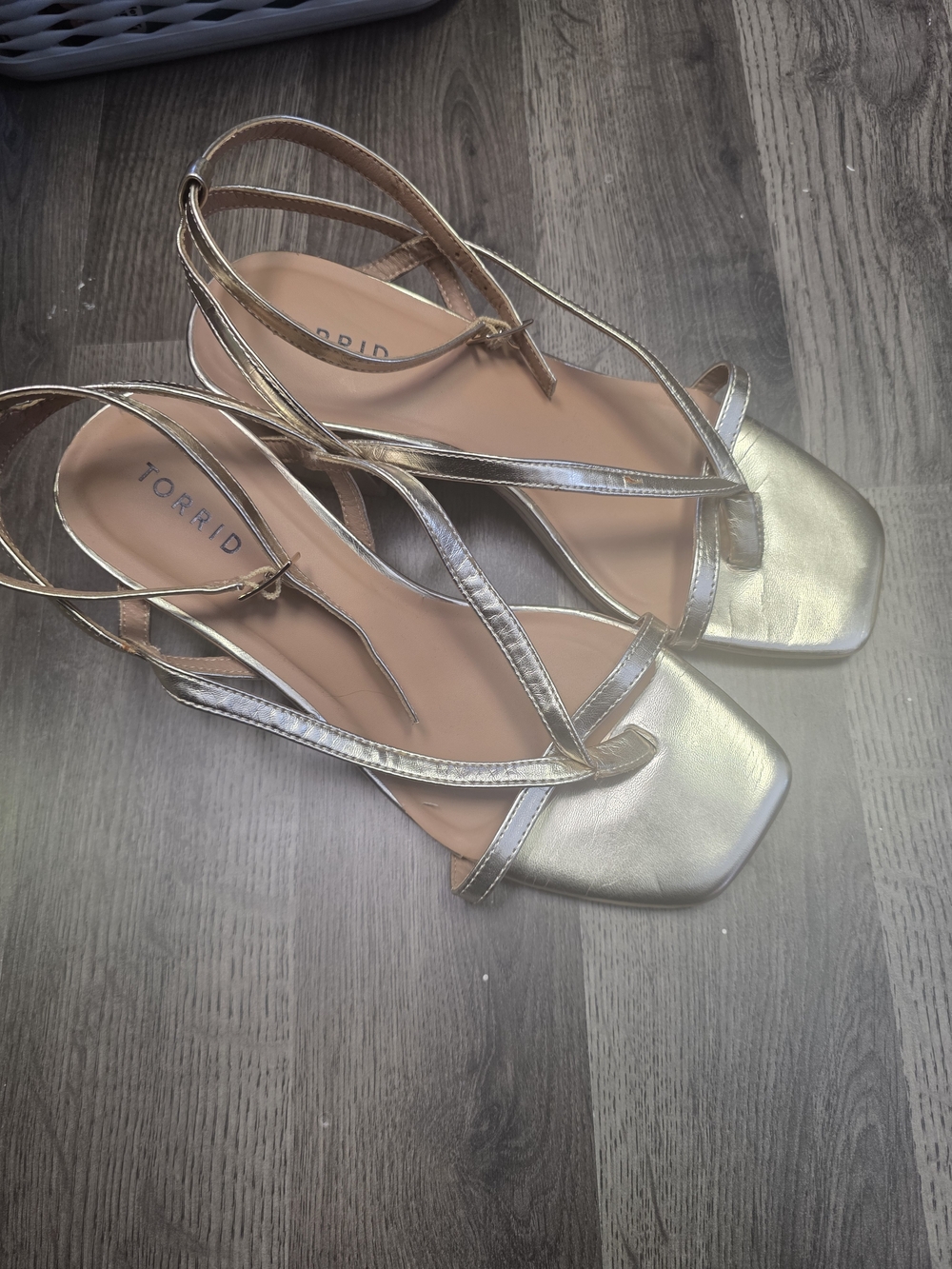 torrid Metallic Gold Strappy Square-Toe Sandals